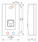διάγραμμα διαστάσεων ταχυθερμοσίφωνα Kospel PPE2