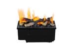 A black electric water vapour fire with logs and flames.