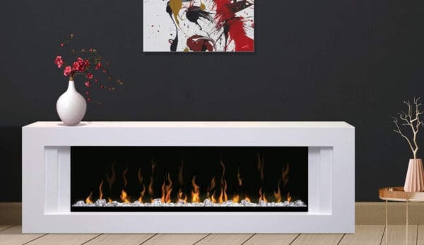 τζάκι ηλεκτρικό μακρόστενο εντοιχισμένο Ignite XL μοντέρνα κατασκευή με ξύλο, ασφαλές, οικονομική λειτουργία, θέρμανση, θερμοστάτης