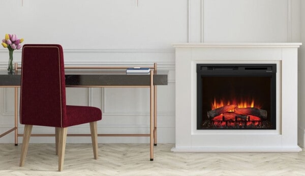 τζάκι δαπέδου ηλεκτρικό, άσπρο, από mdf, εφέ φλόγας, διακόσμηση, θέρμανση, ανακαίνισημ dimplex XHD 23 Asti