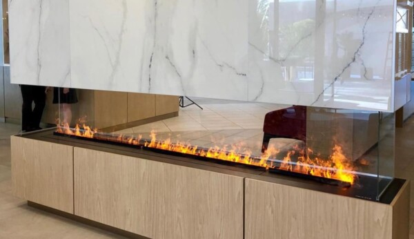 Ηλεκτρικό τζάκι optimyst-ατμού, διαμπερές, κατασκευή γυψοσανίδας σε σαλόνι με τηλεόραση, μοναδική ατμόσφαιρα, Dimplex cassette 1000