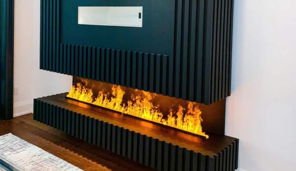 Ηλεκτρικό τζάκι ατμού - κατασκευή σε σαλόνι με τηλεόραση, μοναδική ατμόσφαιρα, Dimplex cassette 1000