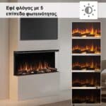 Tζάκι ηλεκτρικό 1-2-3 όψεων 3D Insert με 5 επίπεδα φωτεινότητας της φλόγας με ξύλα / κρυστάλλους / πέτρες