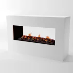 Ηλεκτρικό τζάκι ατμού δαπέδου Dimplex Cassette 1000R Logs + Konsalik White επένδυση MDF άσπρο με ξύλα