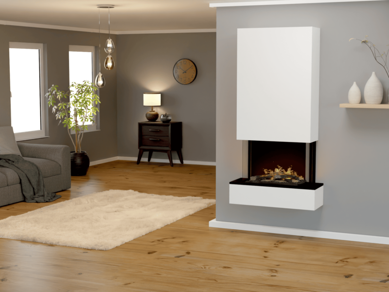 Ηλεκτρικό τζάκι ατμού τοίχου Dimplex Cassette 400-600 + Holderlin Hoch White MDF άσπρο