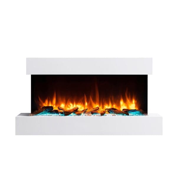 Ηλεκτρικό τζάκι τοίχου IRIS με ξύλινη επένδυση όψη μπροστά