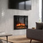 Ηλεκτρικό τζάκι Dimplex_Spark 23 στο σαλόνι σε κατασκευή